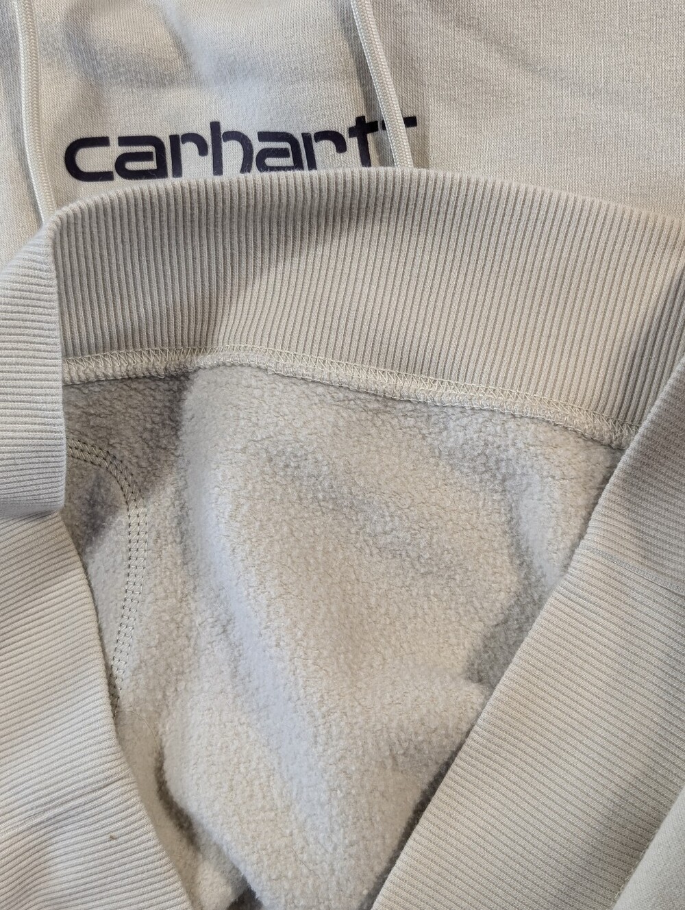Carhartt Force Relaxed Fit Logo Hoodie Women's Large Cream Moisture Wicking - Picture 7 of 12